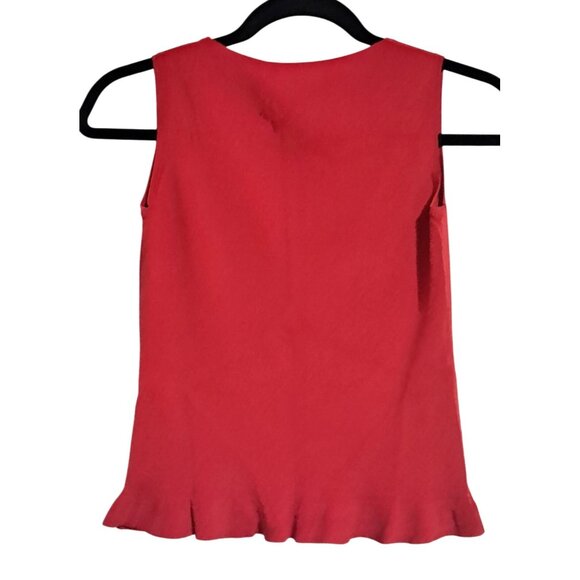 Joseph A. qu'est-ce que c'est silk Sleeveless Red Knit Top With Ruffle Hem Women - Picture 4 of 6